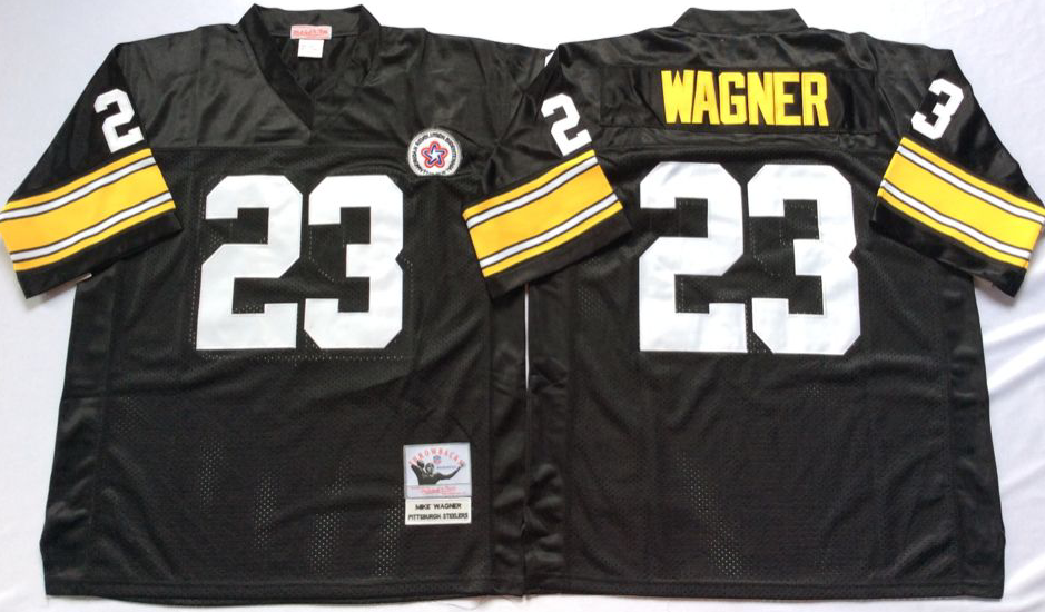 Men NFL Pittsburgh Steelers #23 Wagner black Mitchell Ness jerseys->pittsburgh steelers->NFL Jersey